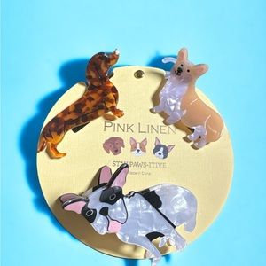 Pink Linen Stay Paws-itive hair clips